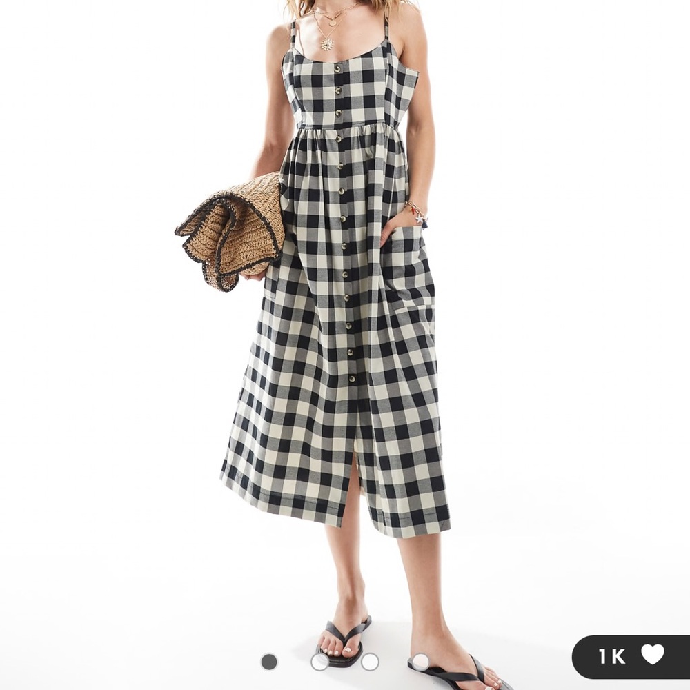 Brave Soul Black and White Spaghetti Strap Midi Sundress